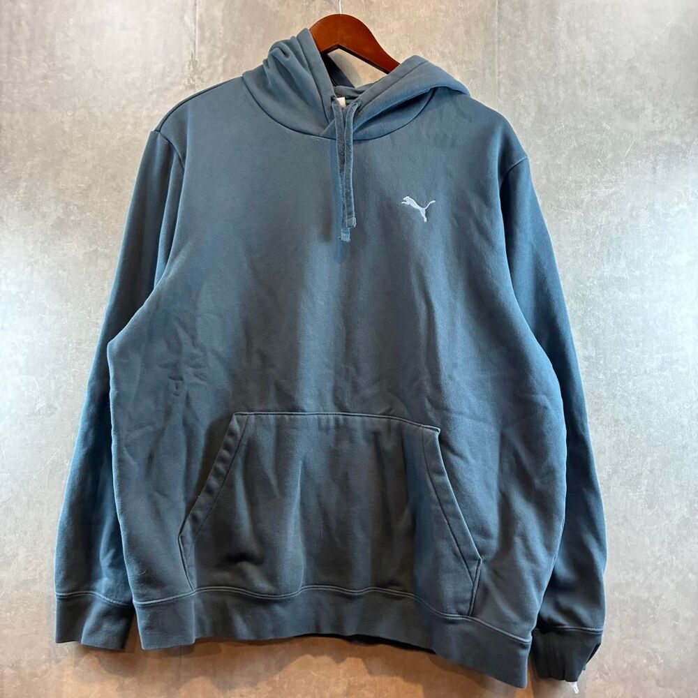 Puma Men's Grey and Blue Hoodie